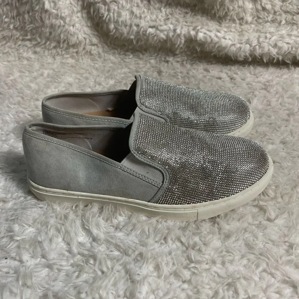 Torrid wide with Gray fabric Rhinestones embellishment slip on sneakers SZ 9.5WW